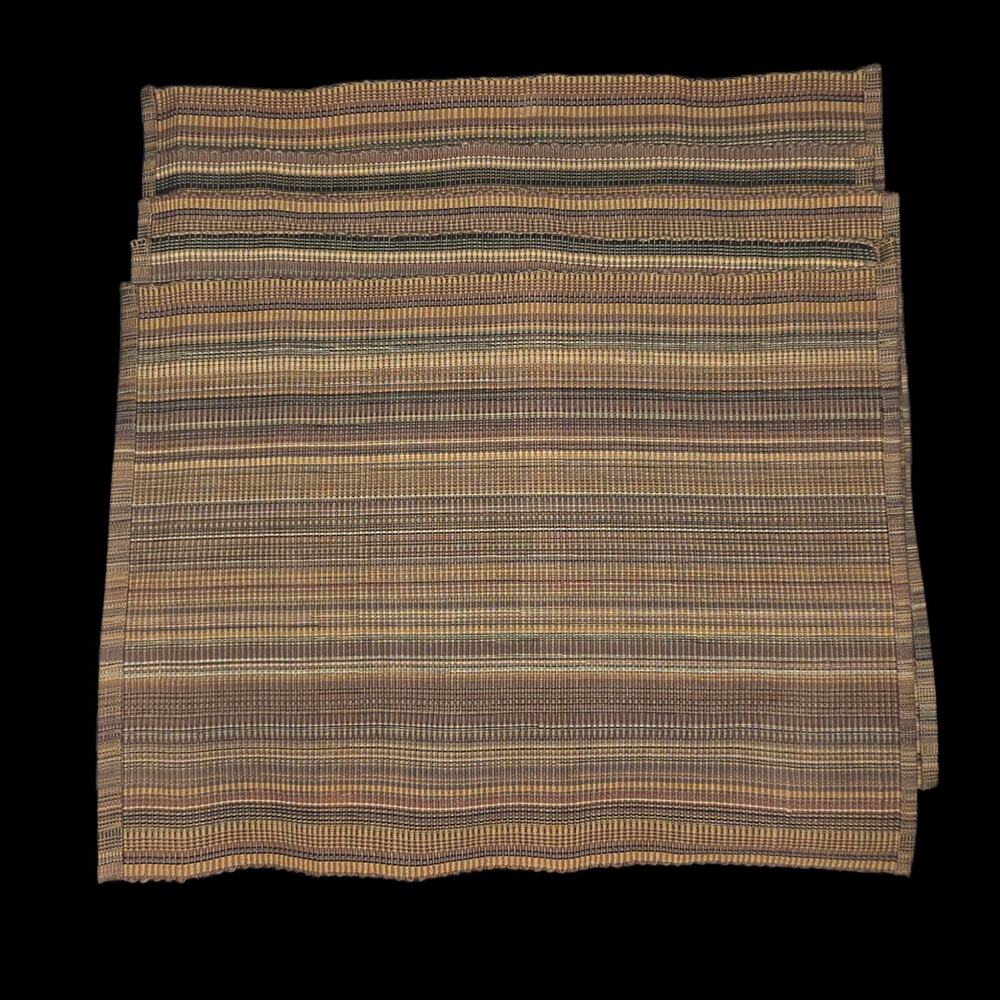 Vintage MCM Handwoven Earth Tone Striped Placemats Set of 4 Boho Table Decor